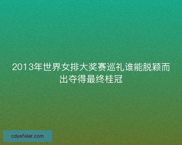 2013年世界女排大奖赛巡礼谁能脱颖而出夺得最终桂冠
